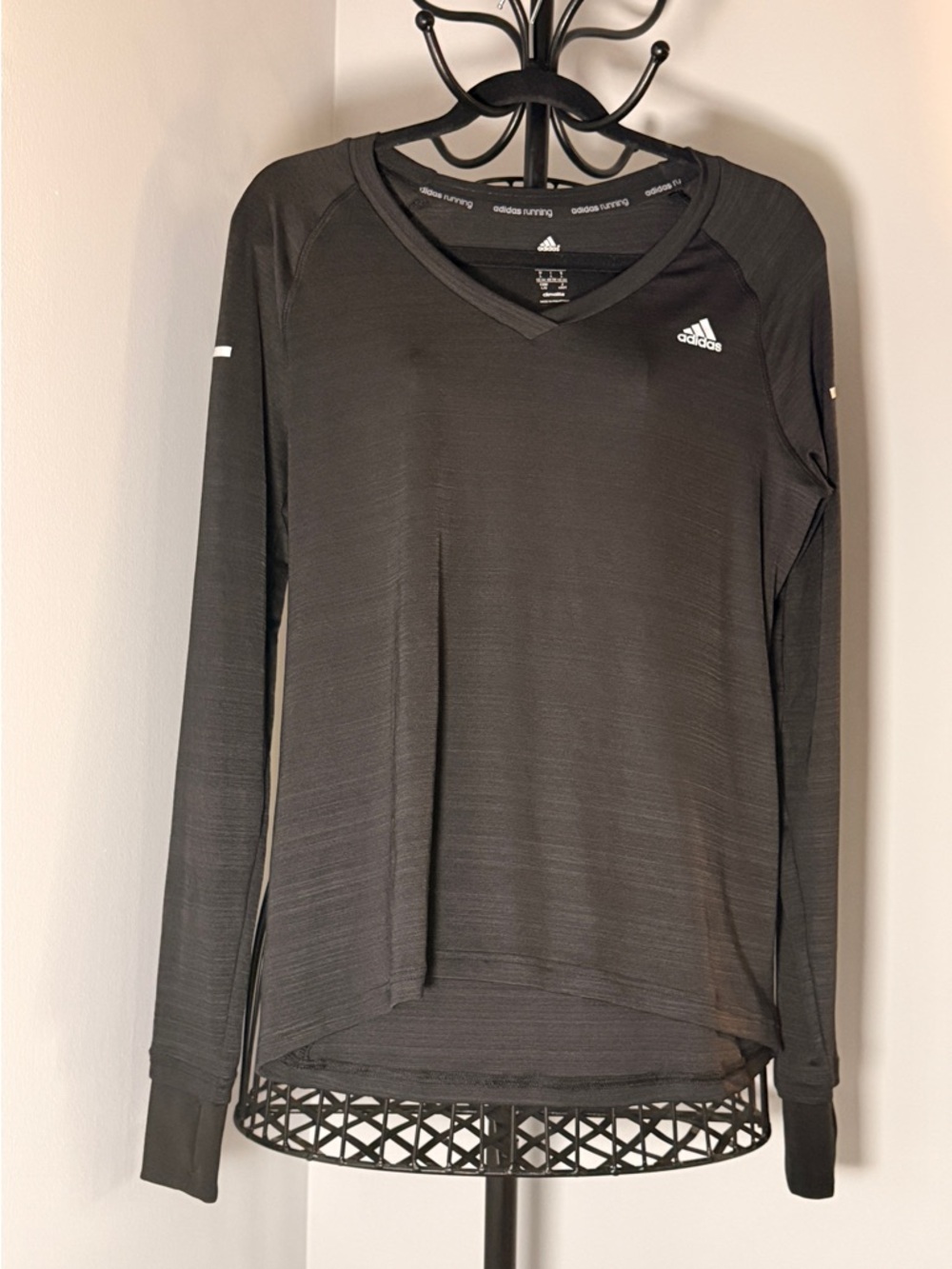 adidas Black Heather Running Long Sleeve Top